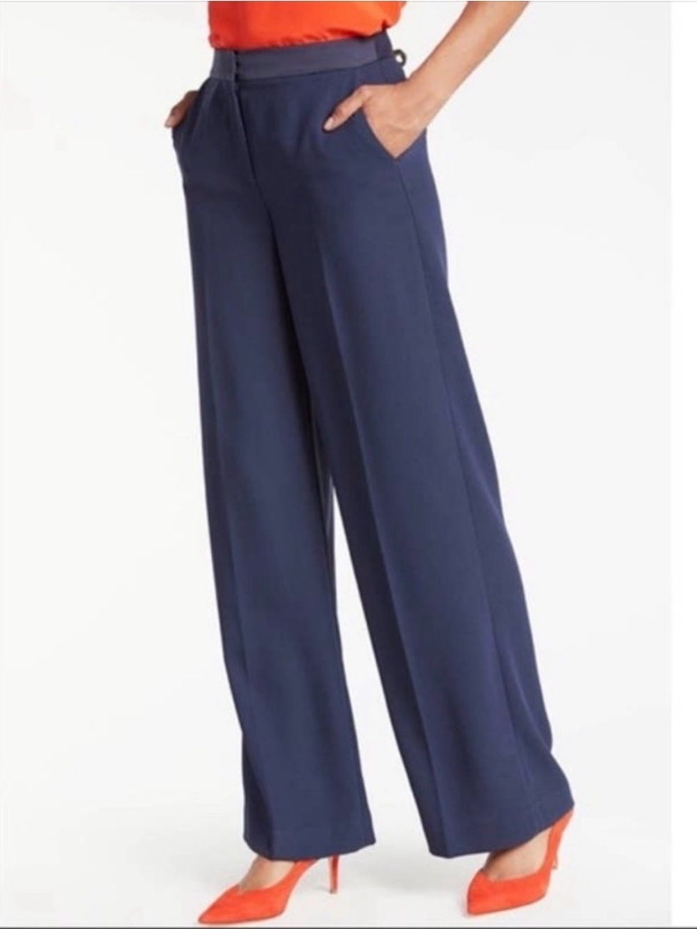 Boden Marlin Wideleg Office Business Casual Trouser 14 Navy